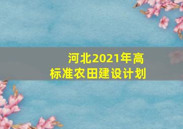 河北2021年高标准农田建设计划