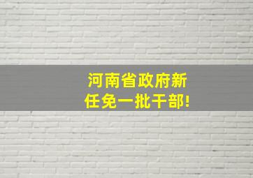 河南省政府新任免一批干部!