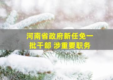 河南省政府新任免一批干部 涉重要职务