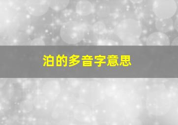 泊的多音字意思