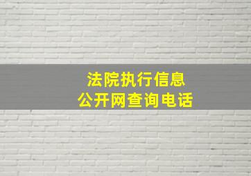 法院执行信息公开网查询电话