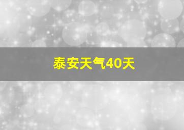 泰安天气40天