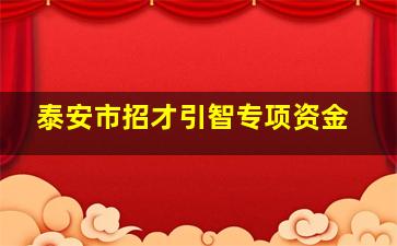 泰安市招才引智专项资金