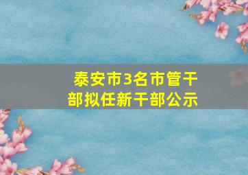 泰安市3名市管干部拟任新干部公示