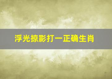 浮光掠影打一正确生肖