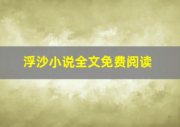 浮沙小说全文免费阅读