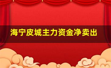 海宁皮城主力资金净卖出