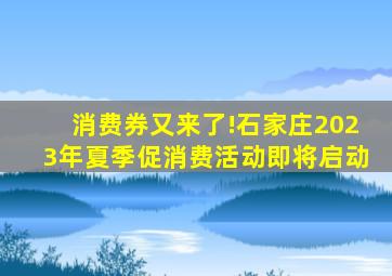 消费券又来了!石家庄2023年夏季促消费活动即将启动