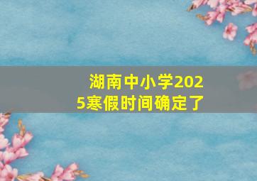 湖南中小学2025寒假时间确定了