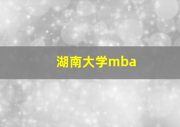 湖南大学mba