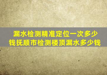 漏水检测精准定位一次多少钱抚顺市检测楼顶漏水多少钱