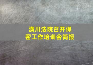 潢川法院召开保密工作培训会简报