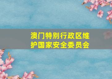 澳门特别行政区维护国家安全委员会