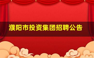 濮阳市投资集团招聘公告