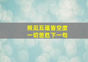 照见五蕴皆空度一切苦厄下一句