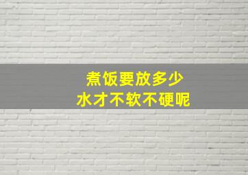 煮饭要放多少水才不软不硬呢