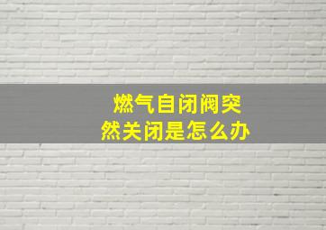 燃气自闭阀突然关闭是怎么办