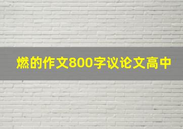 燃的作文800字议论文高中