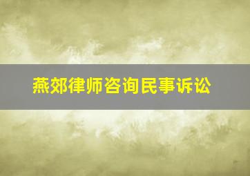 燕郊律师咨询民事诉讼