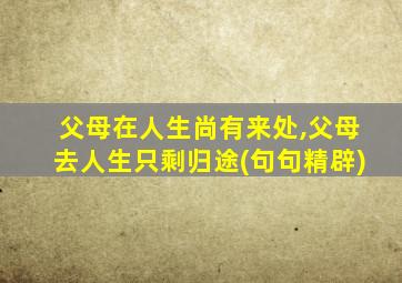 父母在人生尚有来处,父母去人生只剩归途(句句精辟)