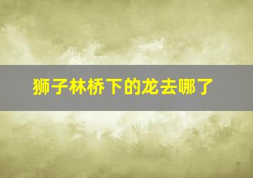 狮子林桥下的龙去哪了