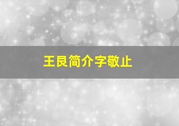 王艮简介字敬止