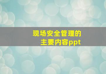 现场安全管理的主要内容ppt