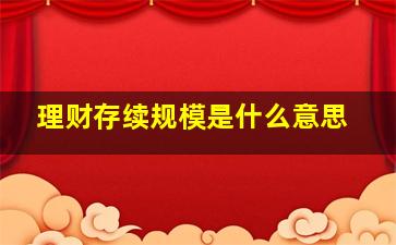 理财存续规模是什么意思