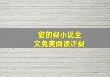 甜的梨小说全文免费阅读许梨