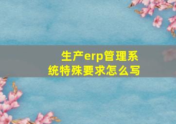 生产erp管理系统特殊要求怎么写