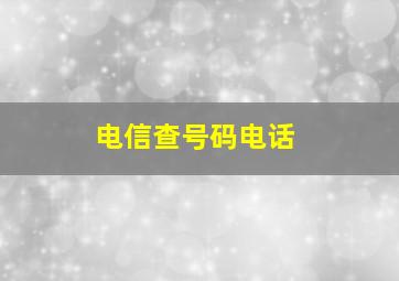 电信查号码电话