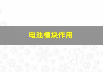 电池模块作用