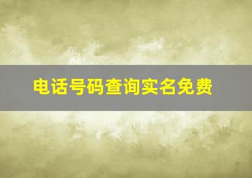 电话号码查询实名免费