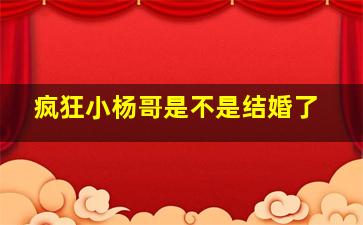 疯狂小杨哥是不是结婚了