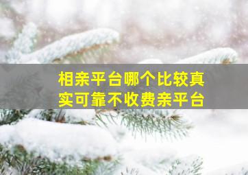 相亲平台哪个比较真实可靠不收费亲平台