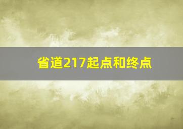 省道217起点和终点