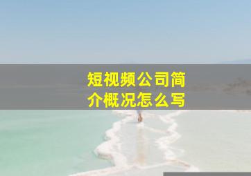 短视频公司简介概况怎么写