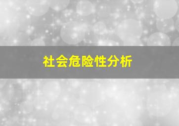 社会危险性分析