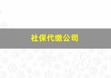 社保代缴公司