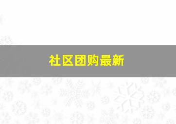 社区团购最新