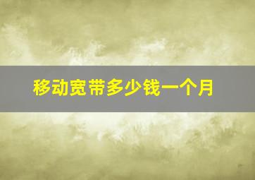 移动宽带多少钱一个月