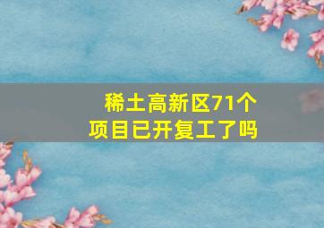 稀土高新区71个项目已开复工了吗