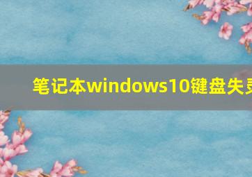 笔记本windows10键盘失灵