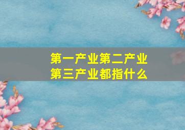 第一产业第二产业第三产业都指什么