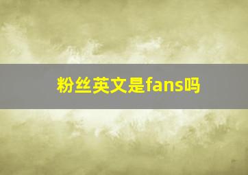 粉丝英文是fans吗