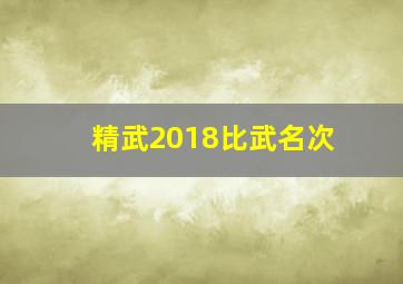 精武2018比武名次