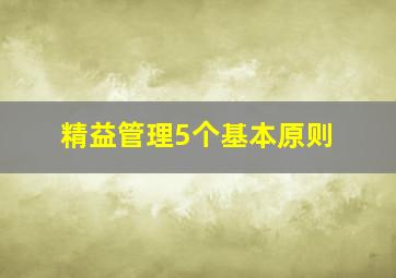 精益管理5个基本原则