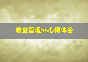 精益管理5s心得体会