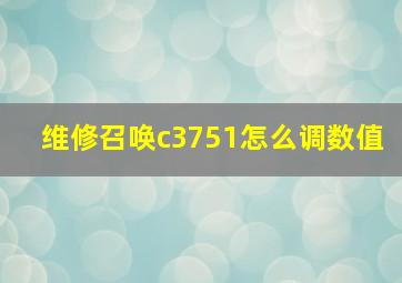 维修召唤c3751怎么调数值