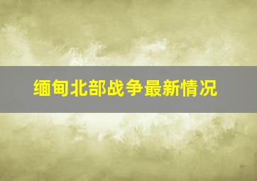 缅甸北部战争最新情况